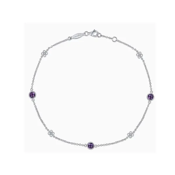 Sterling Silver Amethyst and White Sapphire Anklet Tipton's Fine Jewelry Lawton, OK