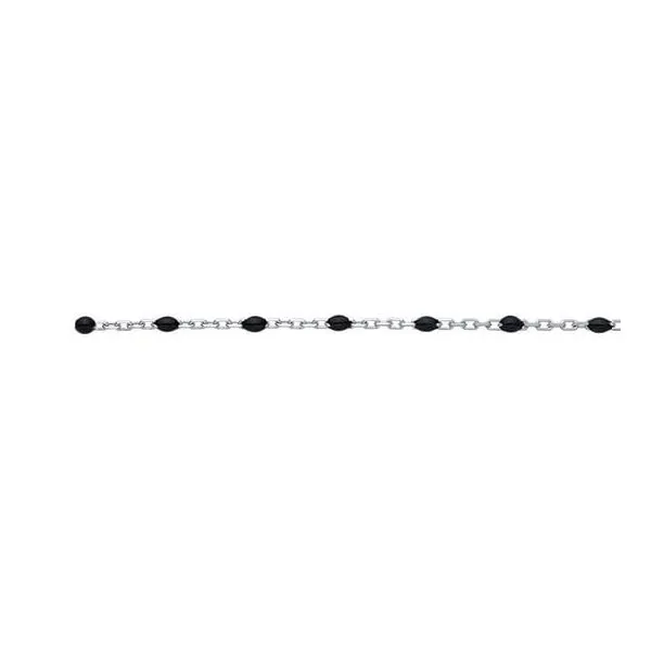 Sterling Silver 1.2mm Cable Chain with 2mm Black Beads Tipton's Fine Jewelry Lawton, OK