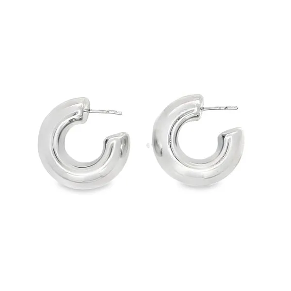 18K Rhodium Filled Huggies Earrings Tipton's Fine Jewelry Lawton, OK