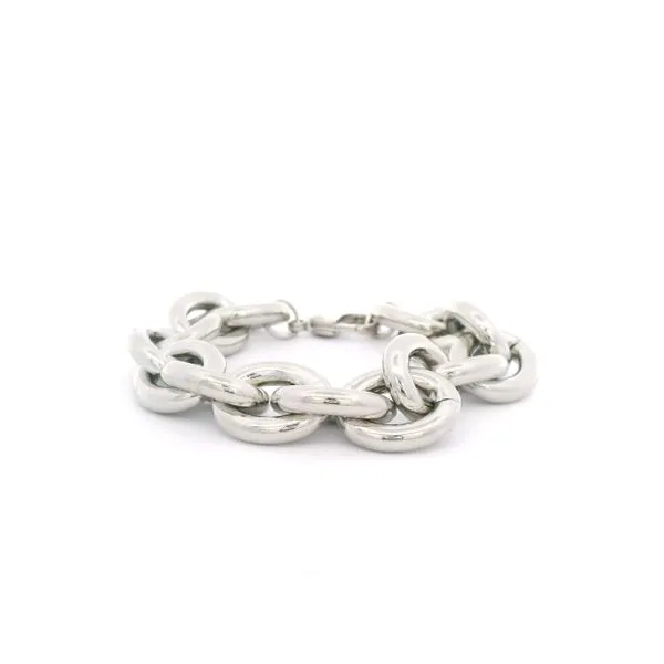 18K Gold Rhodium Filled Chunky Rolo Bracelet Tipton's Fine Jewelry Lawton, OK