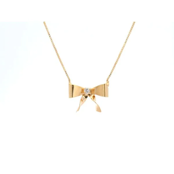 18K Gold Filled CZ Bowtie Charm Necklace Tipton's Fine Jewelry Lawton, OK