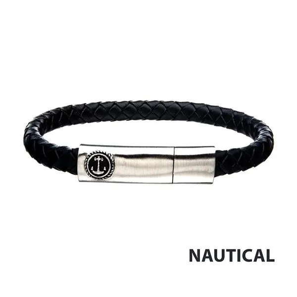 Black Leather Anchor Clasp Bar Bracelet Tipton's Fine Jewelry Lawton, OK