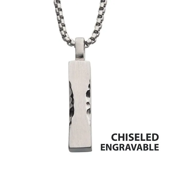 Matte Stainless Steel Engravable Drop Pendant Tipton's Fine Jewelry Lawton, OK