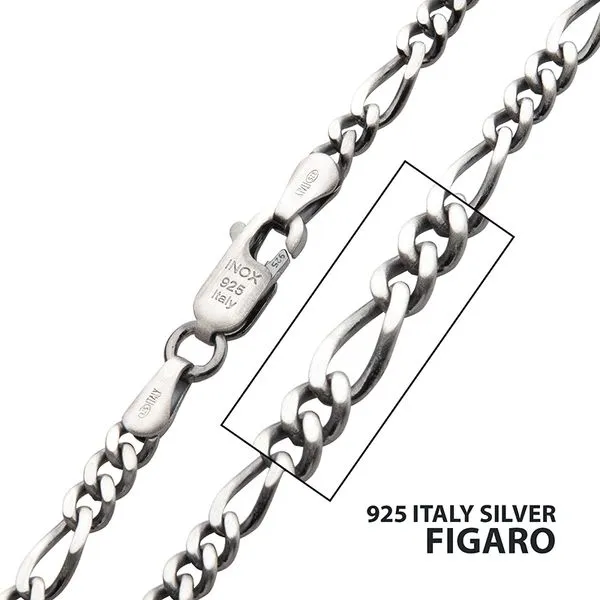 925 Italy Silver Black Rhodium Plated Figaro Chain Necklace Tipton's Fine Jewelry Lawton, OK