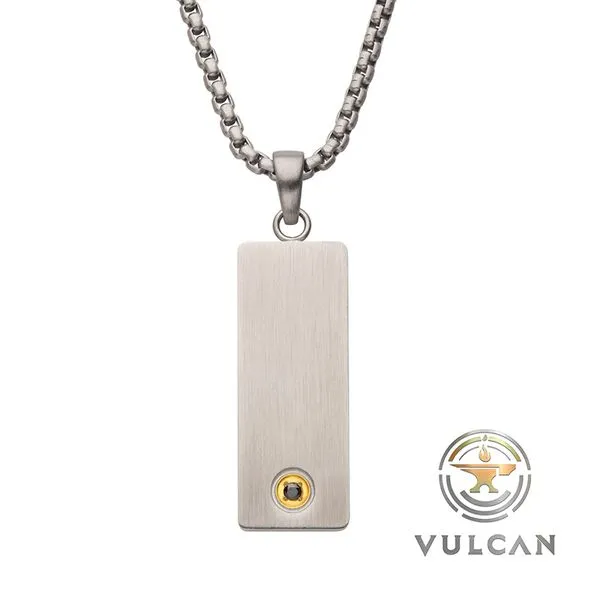 Black Sapphire Gem Engravable Compact Dog Tag Vulcan Pendant Tipton's Fine Jewelry Lawton, OK