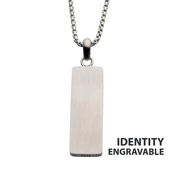 Stainless Steel Engravable Drop Pendant with Round Box Chain Tipton's Fine Jewelry Lawton, OK
