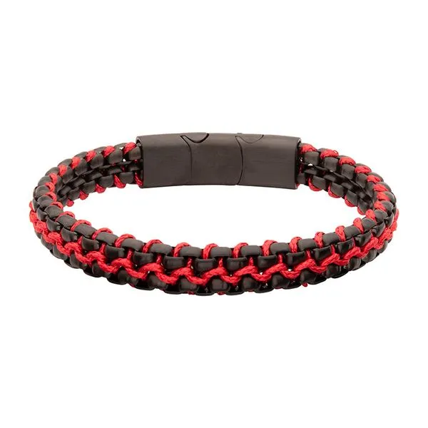 Matte Finish Black IP Stainless Steel Red Wax Cord Bracelet Tipton's Fine Jewelry Lawton, OK