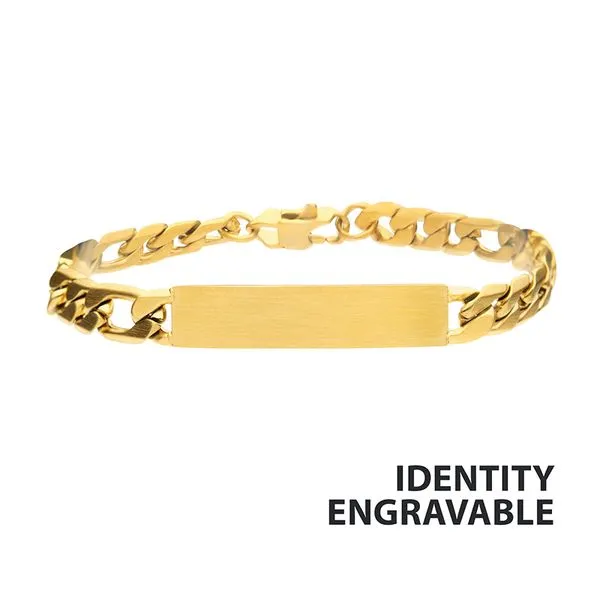 18Kt Gold IP Engravable Double ID Plate with Curb Chain Bracelet Tipton's Fine Jewelry Lawton, OK