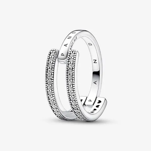 Pandora Signature Logo & Pav&eacute; Double Band Ring Tipton's Fine Jewelry Lawton, OK