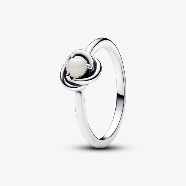 Pandora Sterling Silver June White Bioresin Man-Made Mother of Pearl Eternity Circle Ring Tipton's Fine Jewelry Lawton, OK