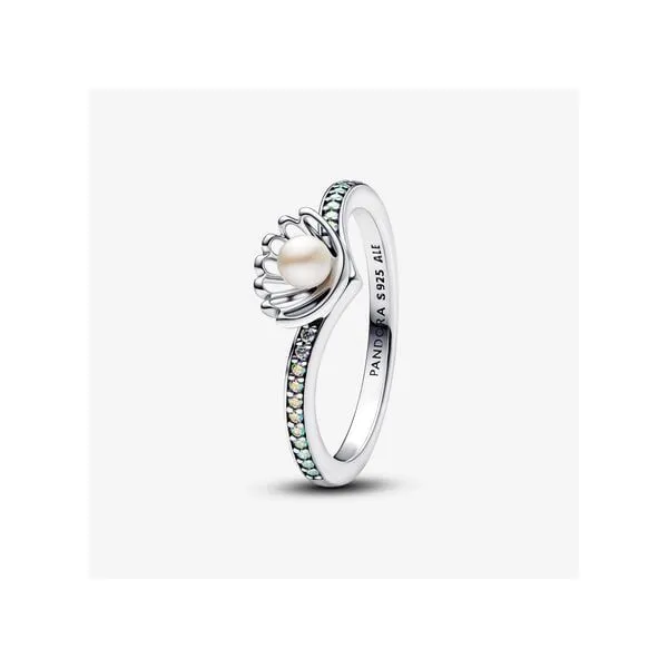 Sterling Silver Pandora Disney Princess Ariel Shell Treated Freshwater Cultured Pearl Ring Tipton's Fine Jewelry Lawton, OK
