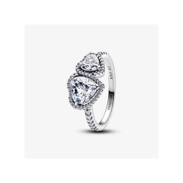 Sterling Silver Pandora Sparkling Halo Hearts Ring Tipton's Fine Jewelry Lawton, OK