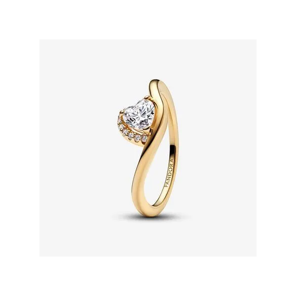 Gold Plated Pandora Wavy Heart Ring Tipton's Fine Jewelry Lawton, OK