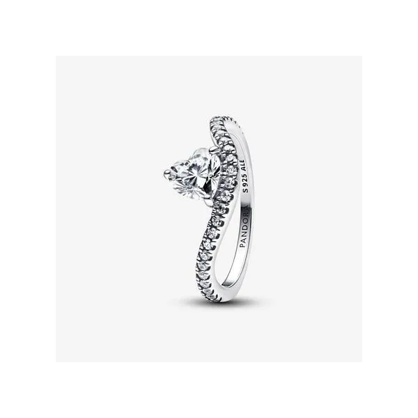 Sterling Silver Pandora Wavy Pave Heart Ring Tipton's Fine Jewelry Lawton, OK