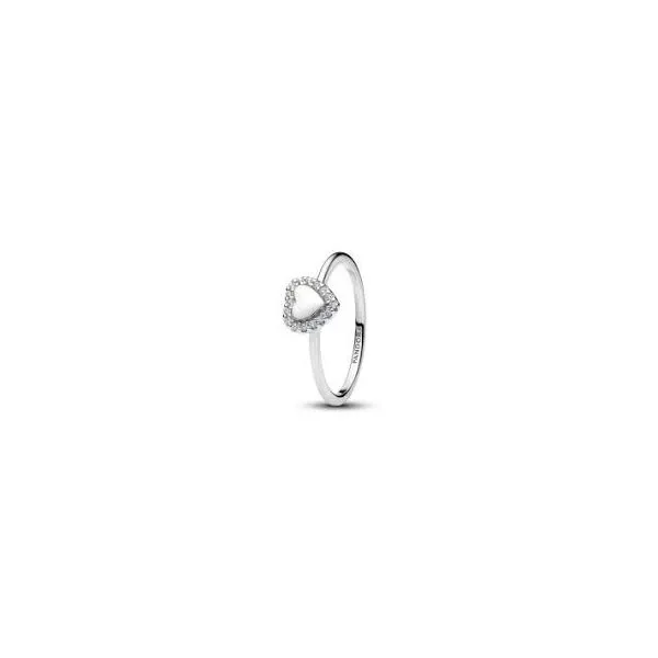 Sterling Silver Pandora Engravable Heart Halo Ring Tipton's Fine Jewelry Lawton, OK