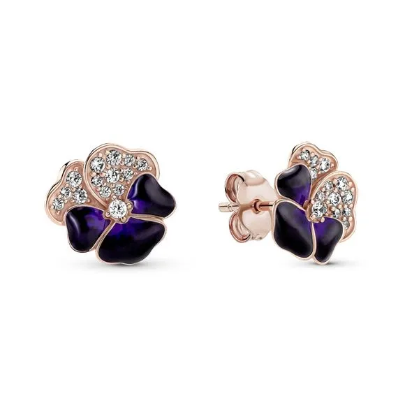 FINAL SALE - Deep Purple Pansy Flower Stud Earrings Tipton's Fine Jewelry Lawton, OK