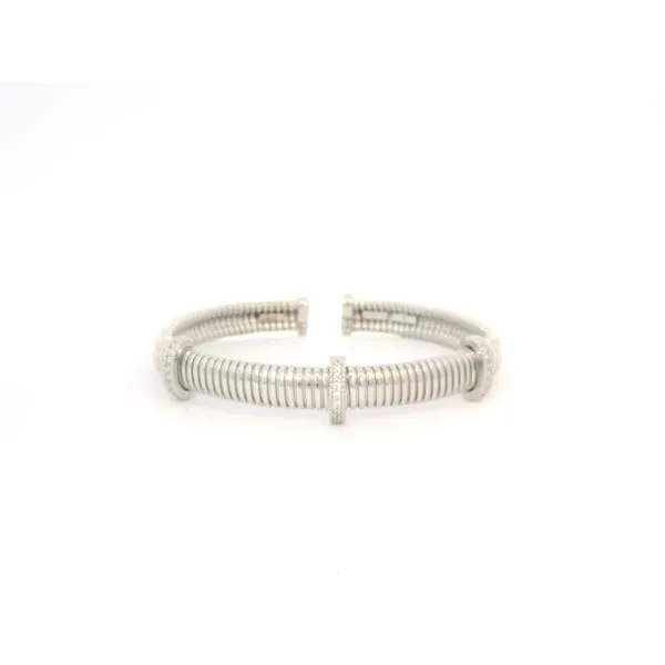 Italian Gold Plated Bangle with White Sapphire Bars Tipton's Fine Jewelry Lawton, OK