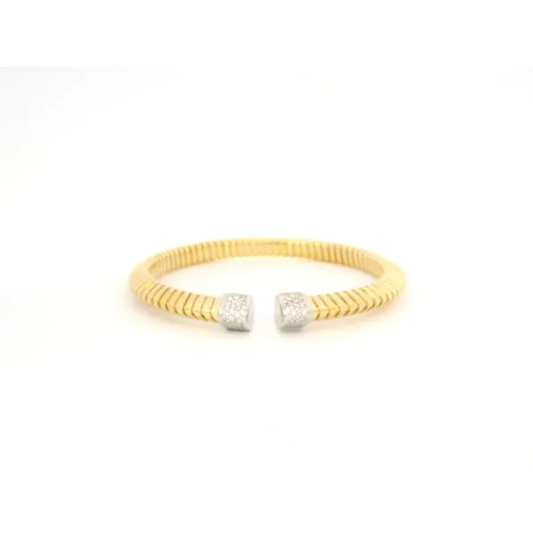 Italian Gold Plated Bangle with White Sapphire Ends Tipton's Fine Jewelry Lawton, OK