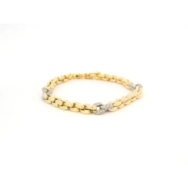 Italian Gold Plated Curb Bracelet with White Sapphires Tipton's Fine Jewelry Lawton, OK