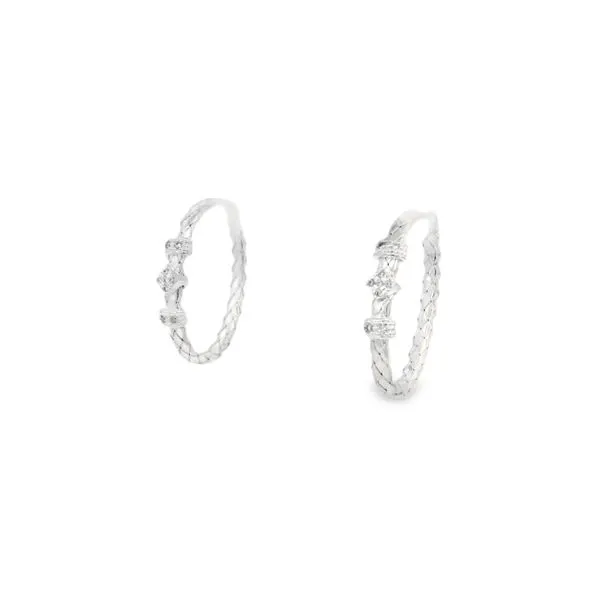 Italian Gold Plated White Sapphire Textured Hoops Tipton's Fine Jewelry Lawton, OK