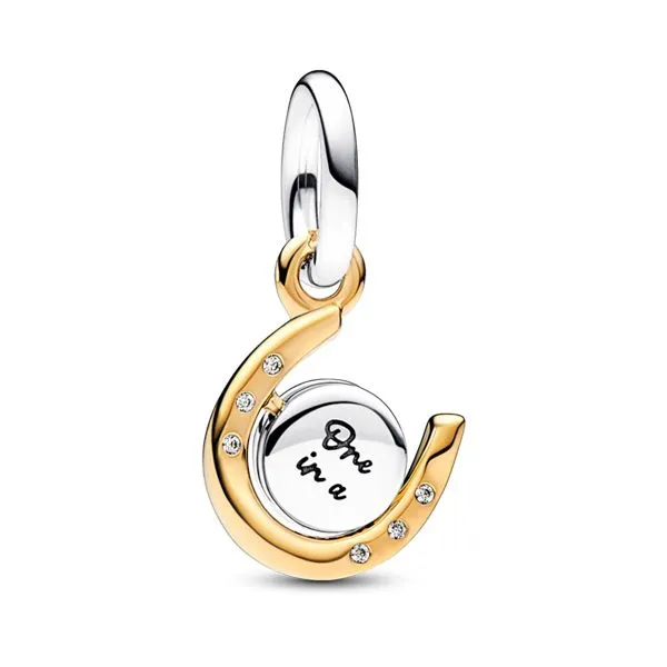 Platinum Two-tone Spinning Disc Horseshoe Dangle Charm Tipton's Fine Jewelry Lawton, OK