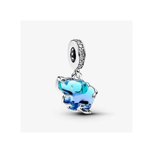 Sterling Silver Blue Murano Glass Elephant Dangle Charm Tipton's Fine Jewelry Lawton, OK