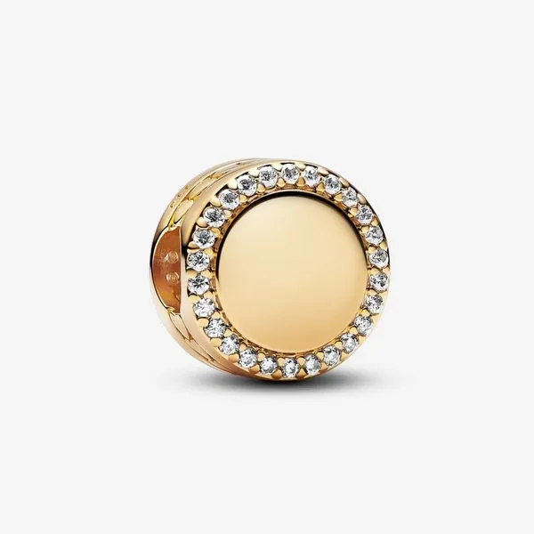 Platinum Engravable Sparkling Button Charm Tipton's Fine Jewelry Lawton, OK