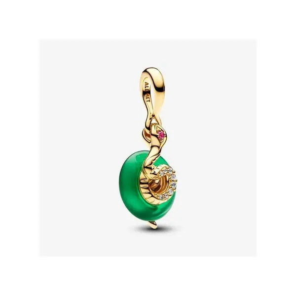 Pandora Gold Plated Snake Green Murano Glass Dangle Charm Tipton's Fine Jewelry Lawton, OK