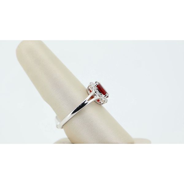 Mexican Fire Opal Halo Ring Image 2 Timmreck & McNicol Jewelers McMinnville, OR