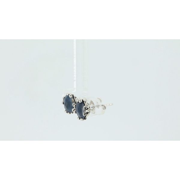 Blue Sapphire Filligree Studs Image 2 Timmreck & McNicol Jewelers McMinnville, OR