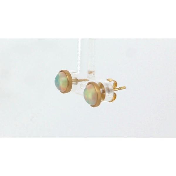 Bezel Opal Studs Image 2 Timmreck & McNicol Jewelers McMinnville, OR