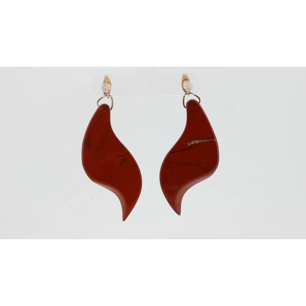 Estate Red Jasper Dangle Earrings Image 2 Timmreck & McNicol Jewelers McMinnville, OR