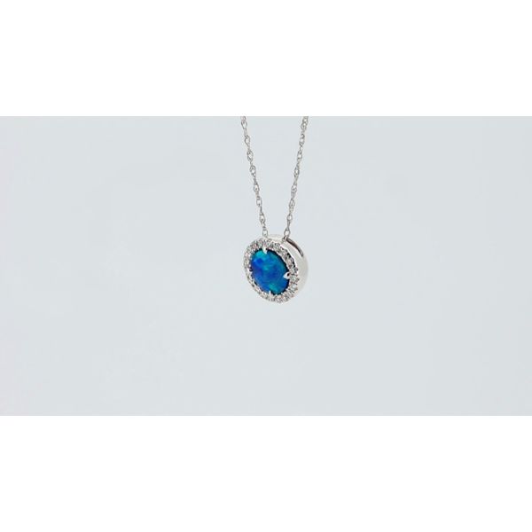 Opal Halo Necklace Image 2 Timmreck & McNicol Jewelers McMinnville, OR