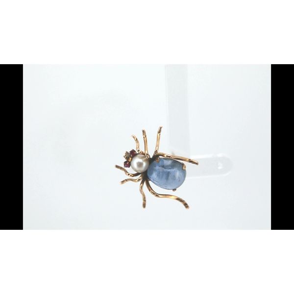 Estate Pearl, Sapphire, & Ruby Spider Pin Image 2 Timmreck & McNicol Jewelers McMinnville, OR