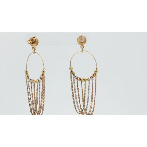 Tri-Color Dangle Estate Earrings Image 2 Timmreck & McNicol Jewelers McMinnville, OR
