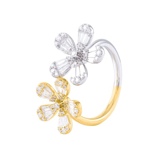 14K Yellow and White Diamond Flower Ring Tom Cook Jeweler, Inc. Daytona Beach, FL