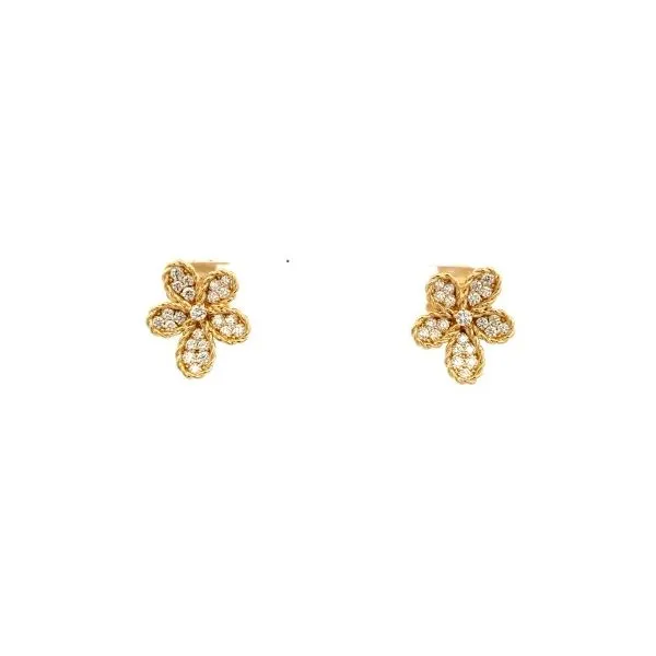 18K Yellow Gold Diamond Flower Stud Earrings Tom Cook Jeweler, Inc. Daytona Beach, FL
