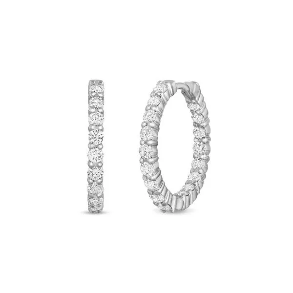 18K White Gold Roberto Coin Diamond Hoop Earrings Tom Cook Jeweler, Inc. Daytona Beach, FL