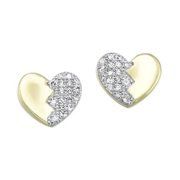 10K Yellow Gold Diamond Heart Stud Earrings Tom Cook Jeweler, Inc. Daytona Beach, FL