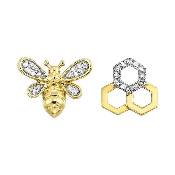 14K Yellow Gold Diamond Honeybee Earrings Tom Cook Jeweler, Inc. Daytona Beach, FL