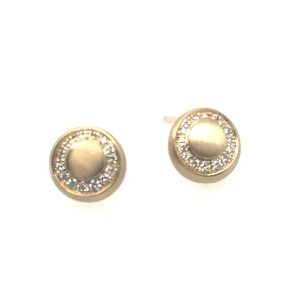 14K Yellow Gold Diamond Button Stud Earrings Tom Cook Jeweler, Inc. Daytona Beach, FL