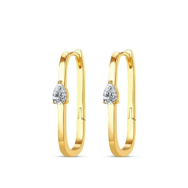 14K Yellow Gold Diamond Rectangle Hoop Earrings Tom Cook Jeweler, Inc. Daytona Beach, FL