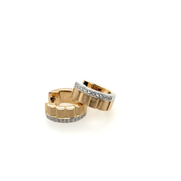14K Yellow Gold Diamond Huggie Hoop Earrings Tom Cook Jeweler, Inc. Daytona Beach, FL