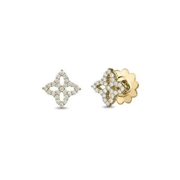 18K Yellow Gold Roberto Coin Diamond Outline Stud Earrings Tom Cook Jeweler, Inc. Daytona Beach, FL