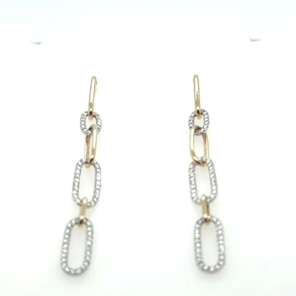 14K Yellow Gold Diamond Paper Clip Link Earrings Tom Cook Jeweler, Inc. Daytona Beach, FL