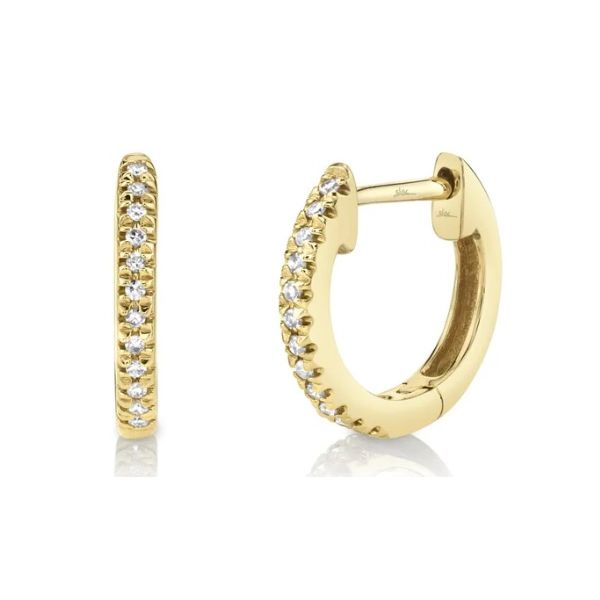 14K Yellow Gold Diamond Huggie Hoop Earrings Tom Cook Jeweler, Inc. Daytona Beach, FL