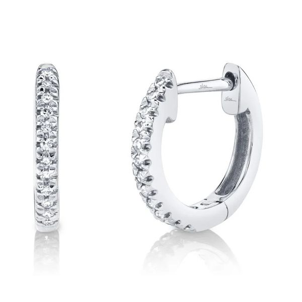14K White Gold Diamond Huggie Hoop Earrings Tom Cook Jeweler, Inc. Daytona Beach, FL