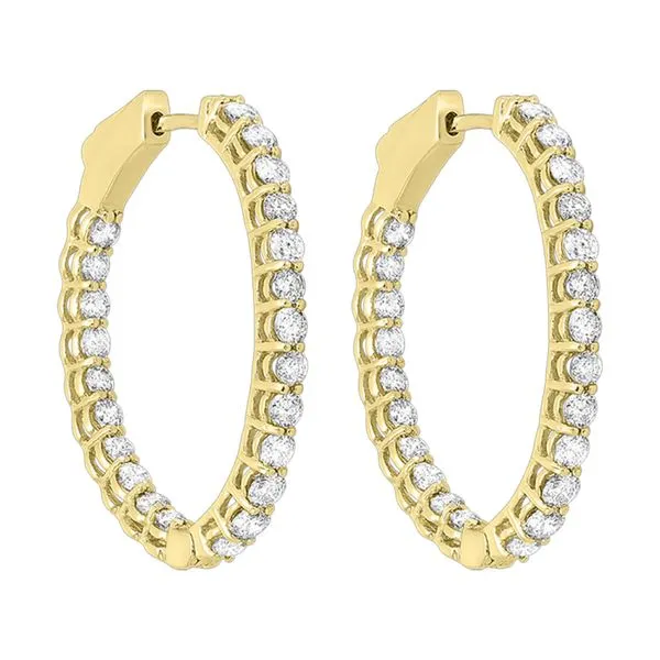14K Yellow Gold Diamond Inside/Outside Hoop Earrings Tom Cook Jeweler, Inc. Daytona Beach, FL