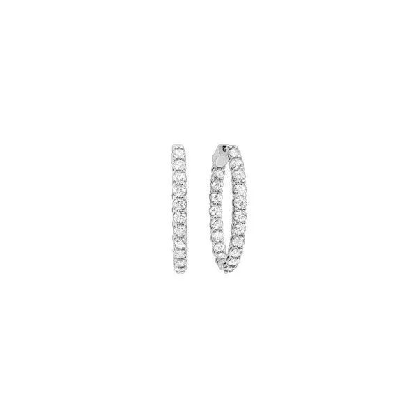 14K White Gold Diamond Inside/Outside Hoop Earrings Tom Cook Jeweler, Inc. Daytona Beach, FL