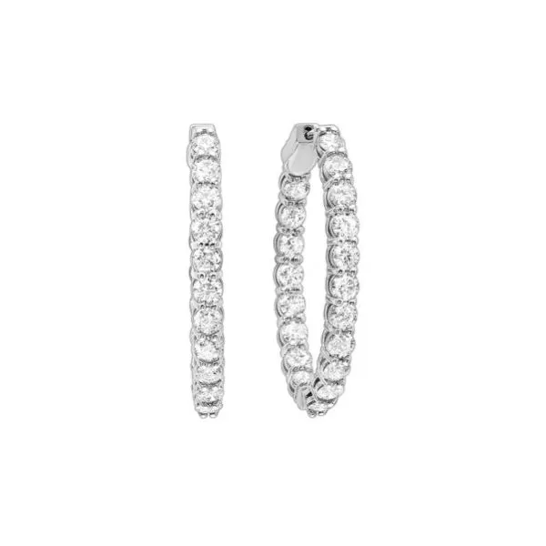 14 Karat White Gold Diamond Hoop Earrings Tom Cook Jeweler, Inc. Daytona Beach, FL